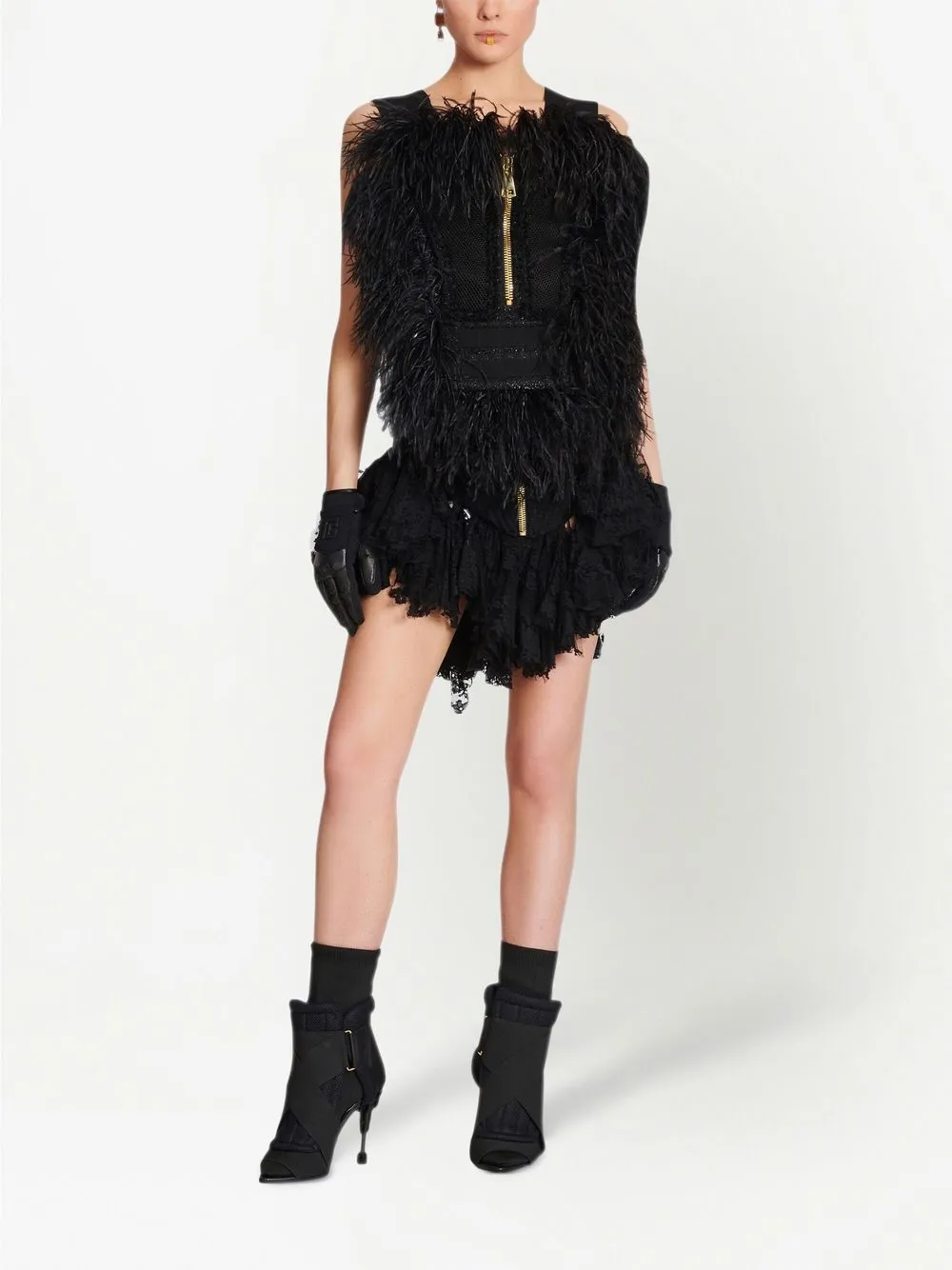 Balmain Asymmetrische rok - Zwart