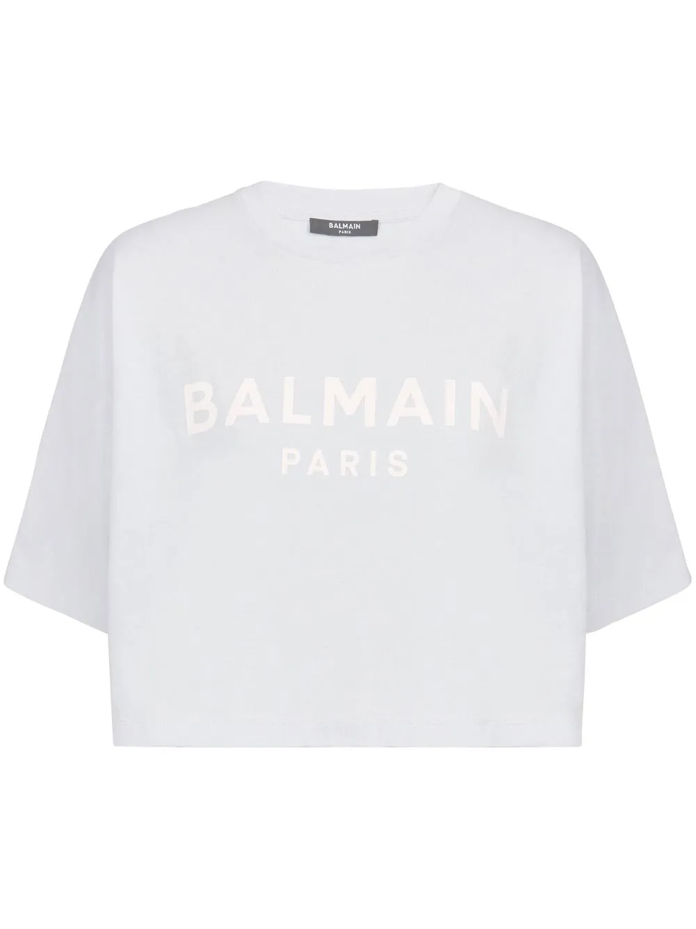 

Balmain top corto con logo estampado - Gris