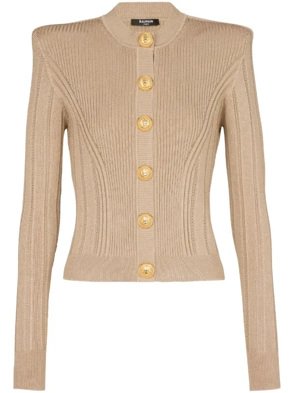 Balmain ribbed-detail Fitted Cardigan 