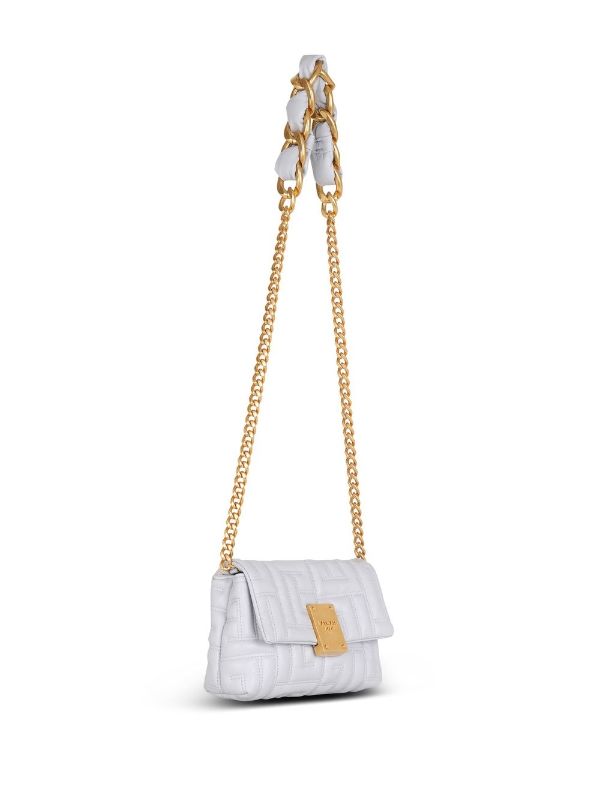 1945 Leather Tote Bag in White - Balmain