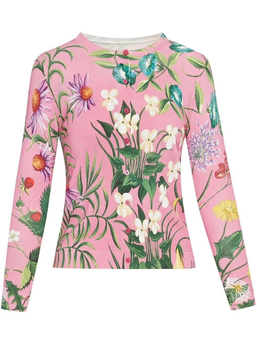 

Oscar de la Renta cárdigan con botones y motivo floral - Rosado