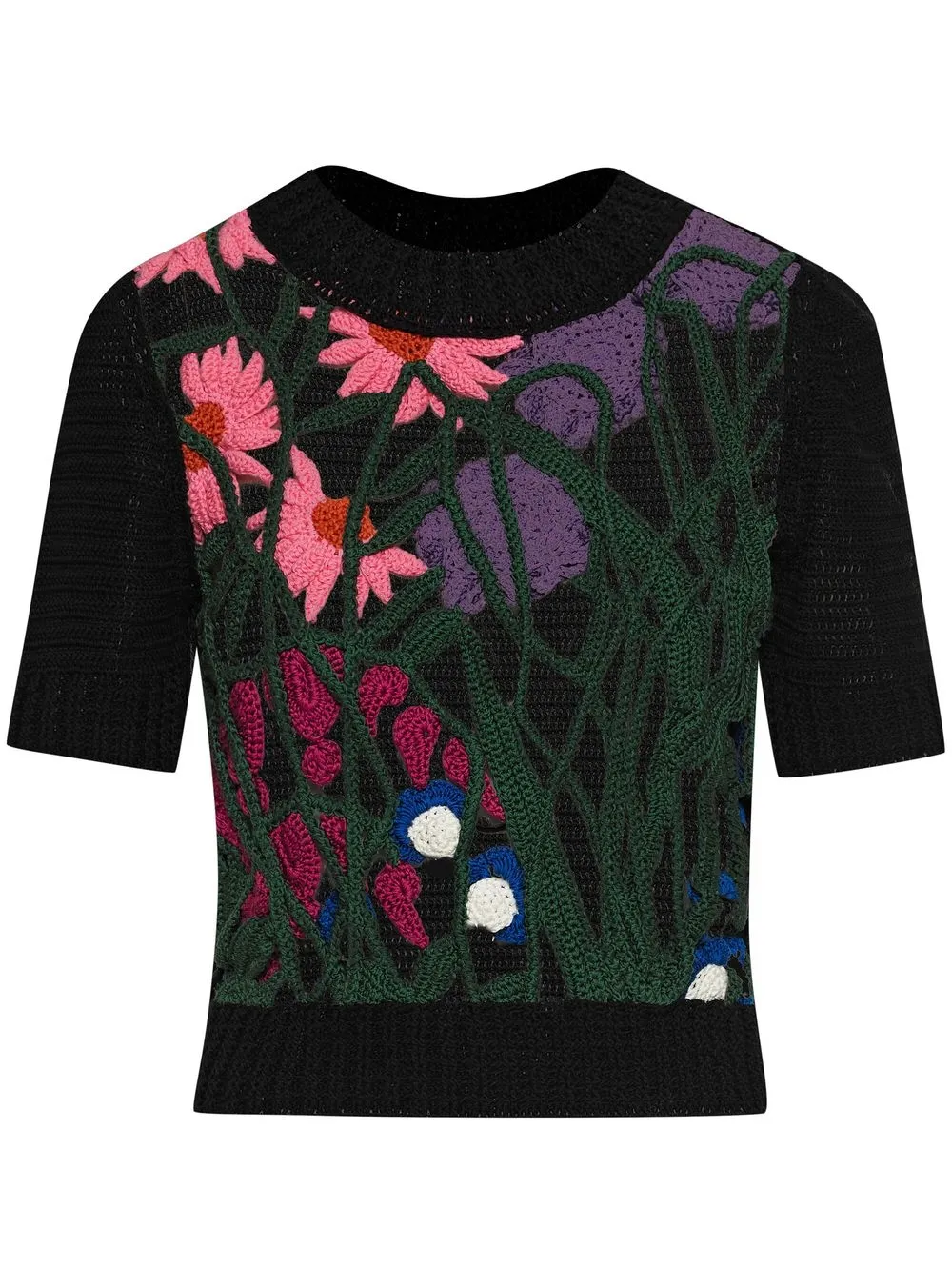 

Oscar de la Renta floral-embroidered knitted top - Black