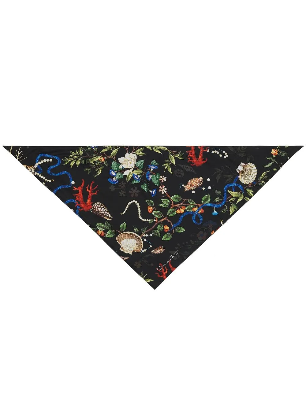 

Oscar de la Renta mascada de seda con estampado Pietra Dura - Negro