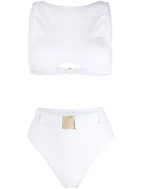 Noire Swimwear belted high-rise bikini
