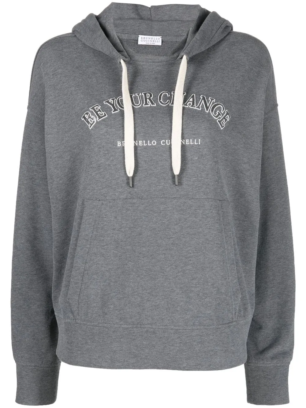 

Brunello Cucinelli logo-print pullover hoodie - Grey