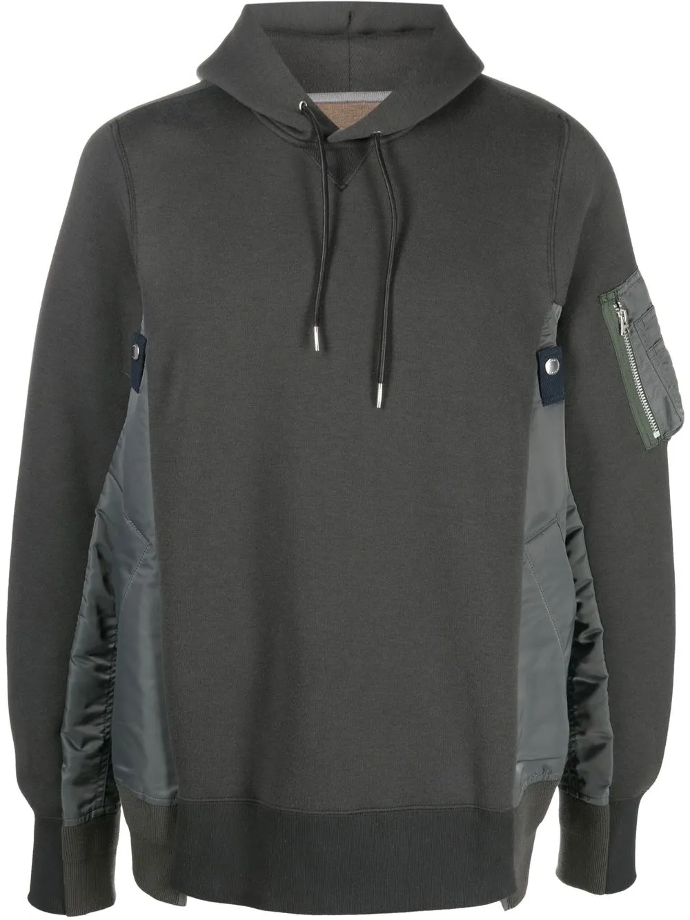 

sacai contrast-panel cotton hoodie - Grey