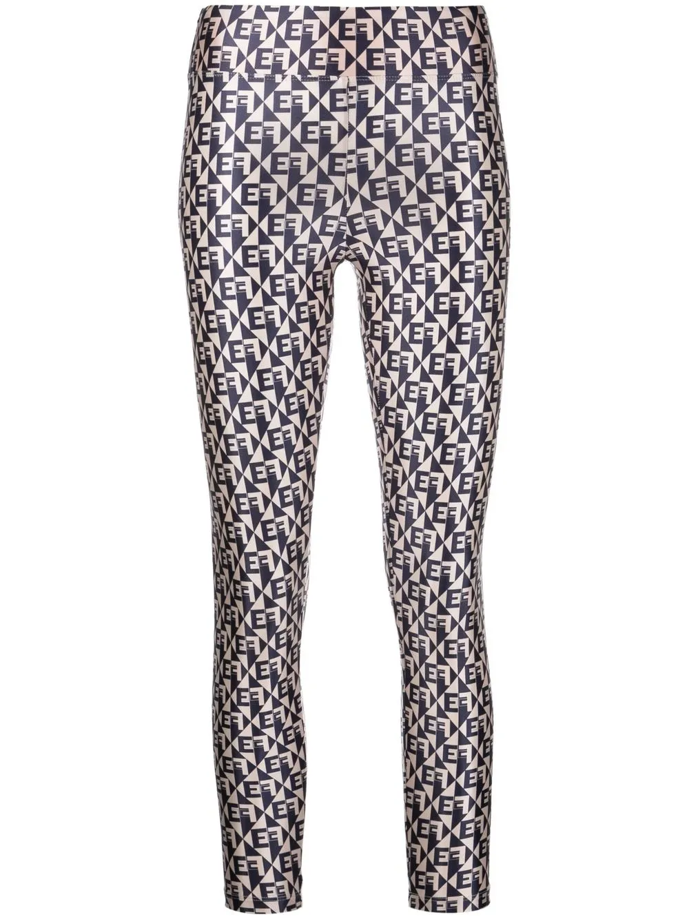 

Elisabetta Franchi leggins metalizados con monograma - Azul