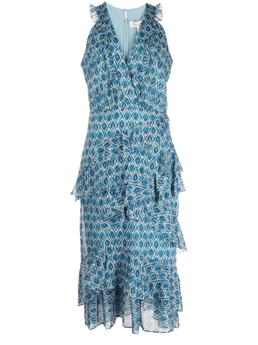 

Saloni vestido midi Anissa con estampado geométrico - Azul