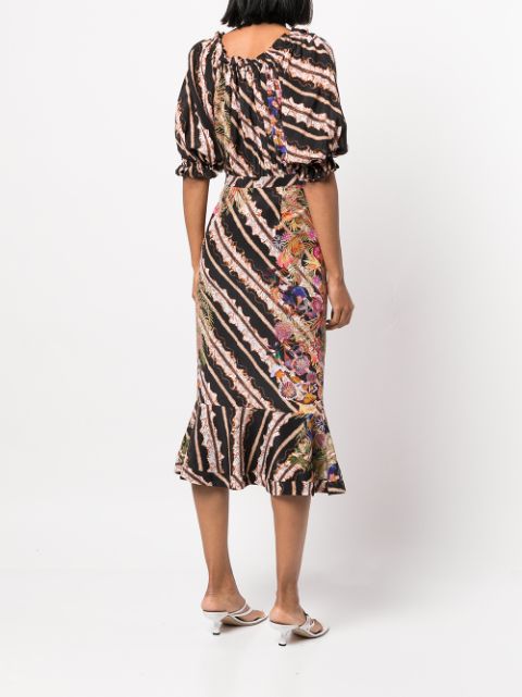 Saloni Oliva Printed Midi Dress - Farfetch