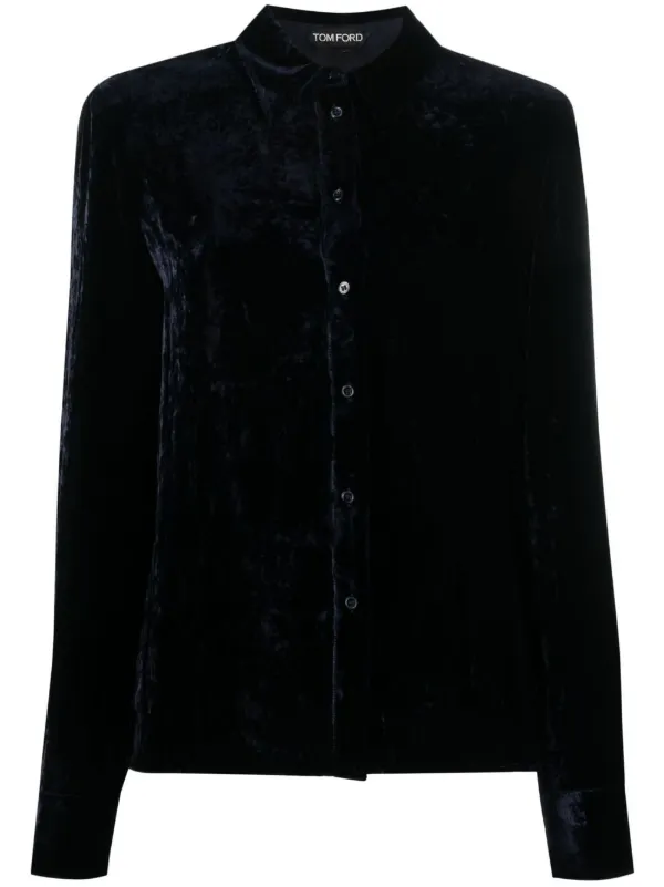 TOM FORD トム・フォード ベルベット シャツ | ブルー | FARFETCH JP