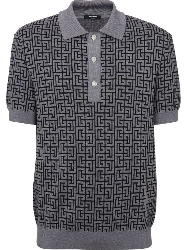 Balmain PB Monogram Jacquard Polo Shirt - Farfetch