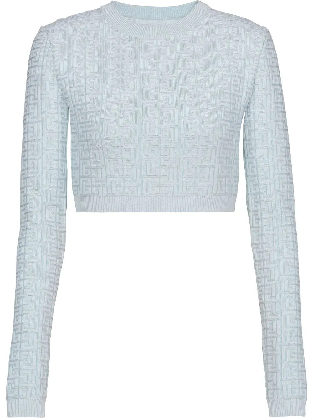 

Balmain embossed-monogram cropped jumper - Grey