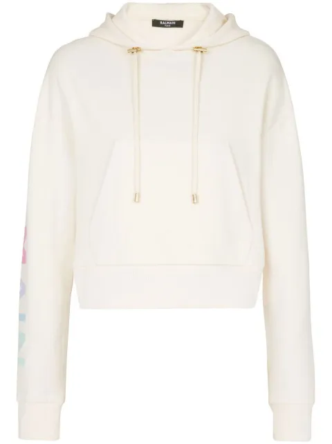Balmain logo-print cropped hoodie