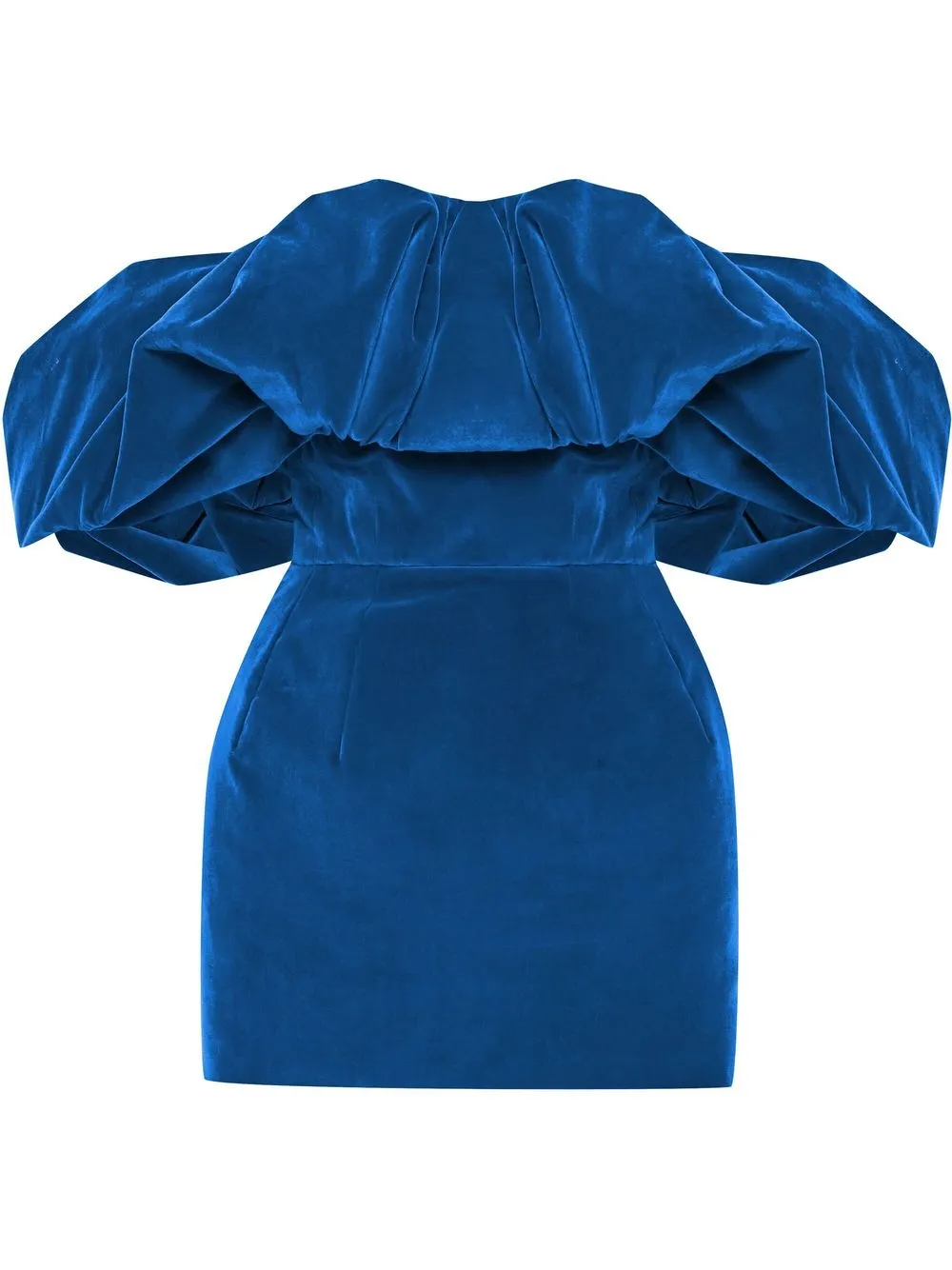 

Oscar de la Renta vestido fruncido con un hombro descubierto - Azul