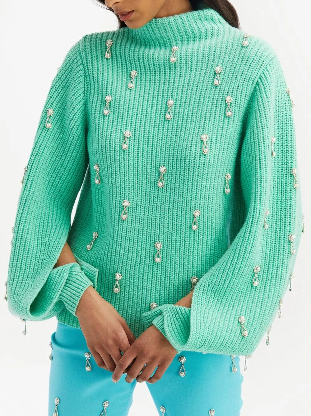 Oscar De La Renta pearl-detail Turtleneck Jumper - Farfetch