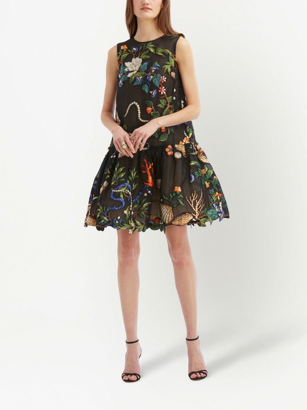 Oscar De La Renta floral-embroidered Mini Dress - Farfetch