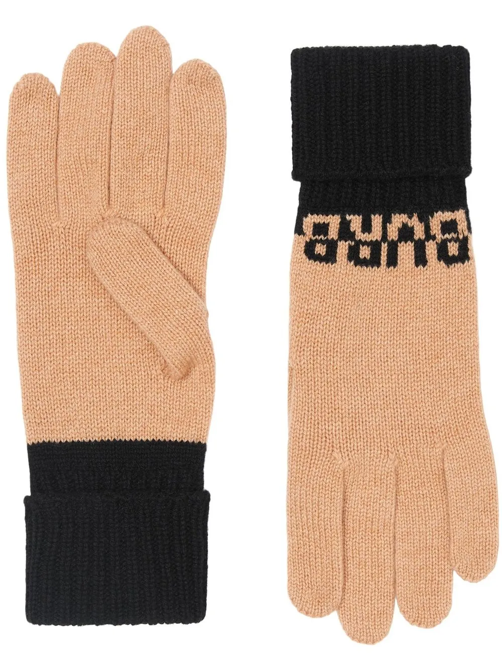 intarsia-knit logo gloves