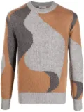 Herno abstract-pattern knitted crew-neck jumper - Grey