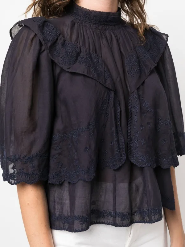 black ruffle blouse