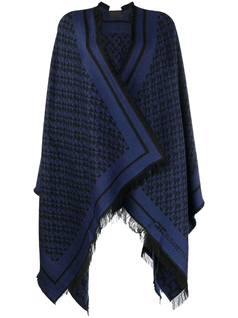 

Elisabetta Franchi monogram-print knitted cape - Blue