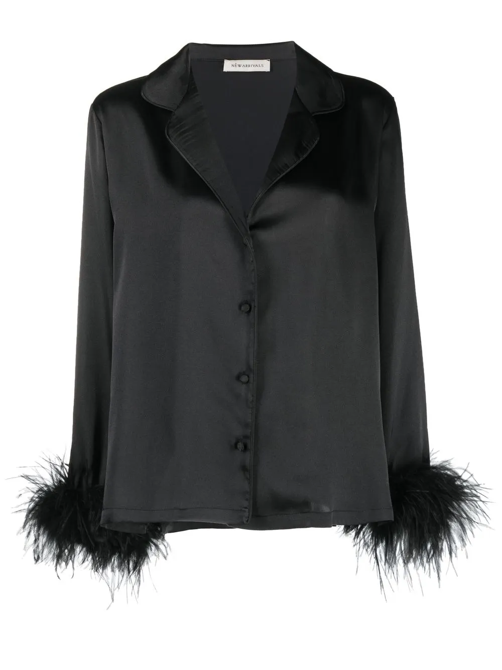 

NEW ARRIVALS camisa con ribete de plumas - Negro