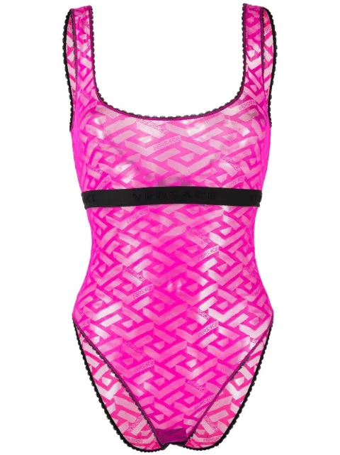 Versace Greca-print U-neck bodysuit