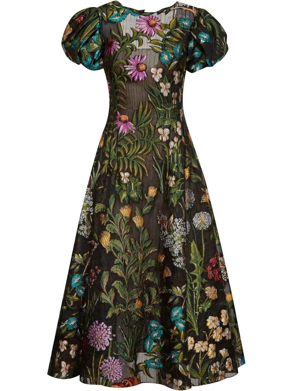 

Oscar de la Renta vestido midi Floral Tapestry - Negro