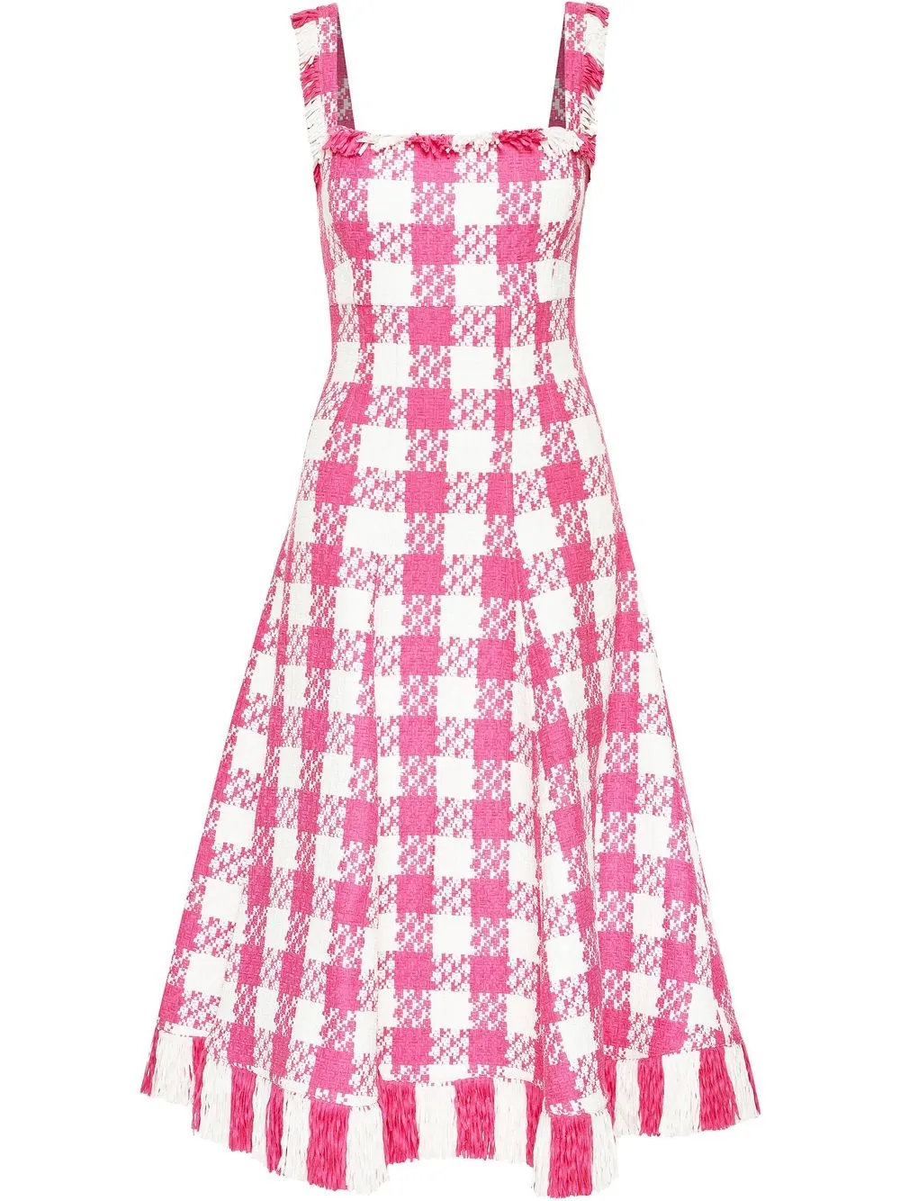 

Oscar de la Renta houndstooth square-neck dress - Pink