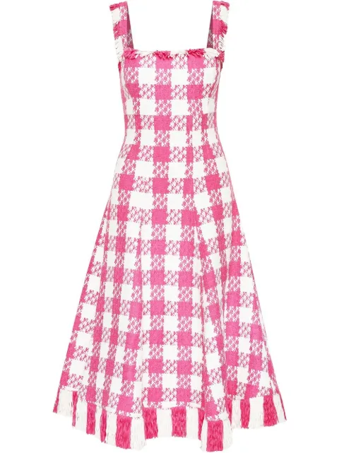 Oscar de la Renta houndstooth square-neck dress