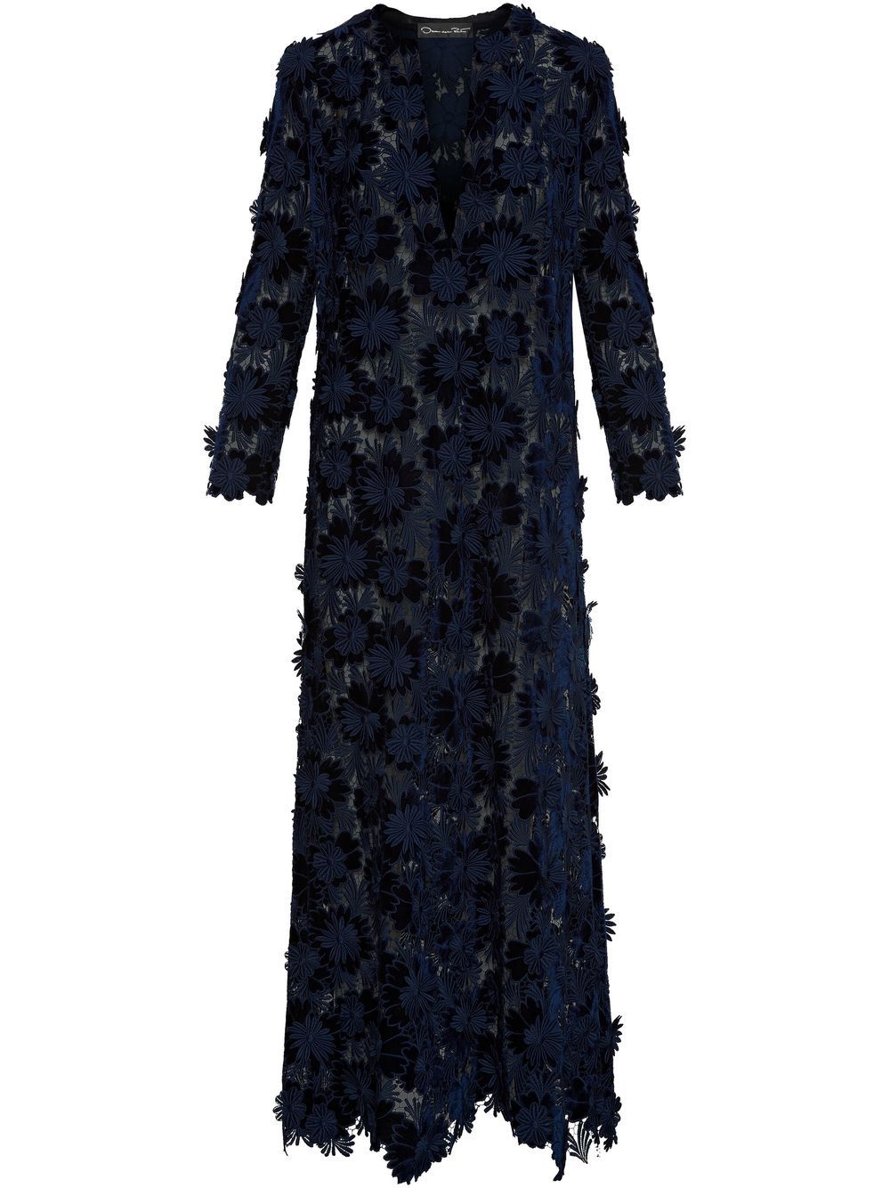 

Oscar de la Renta floral-embroidered maxi dress - Blue