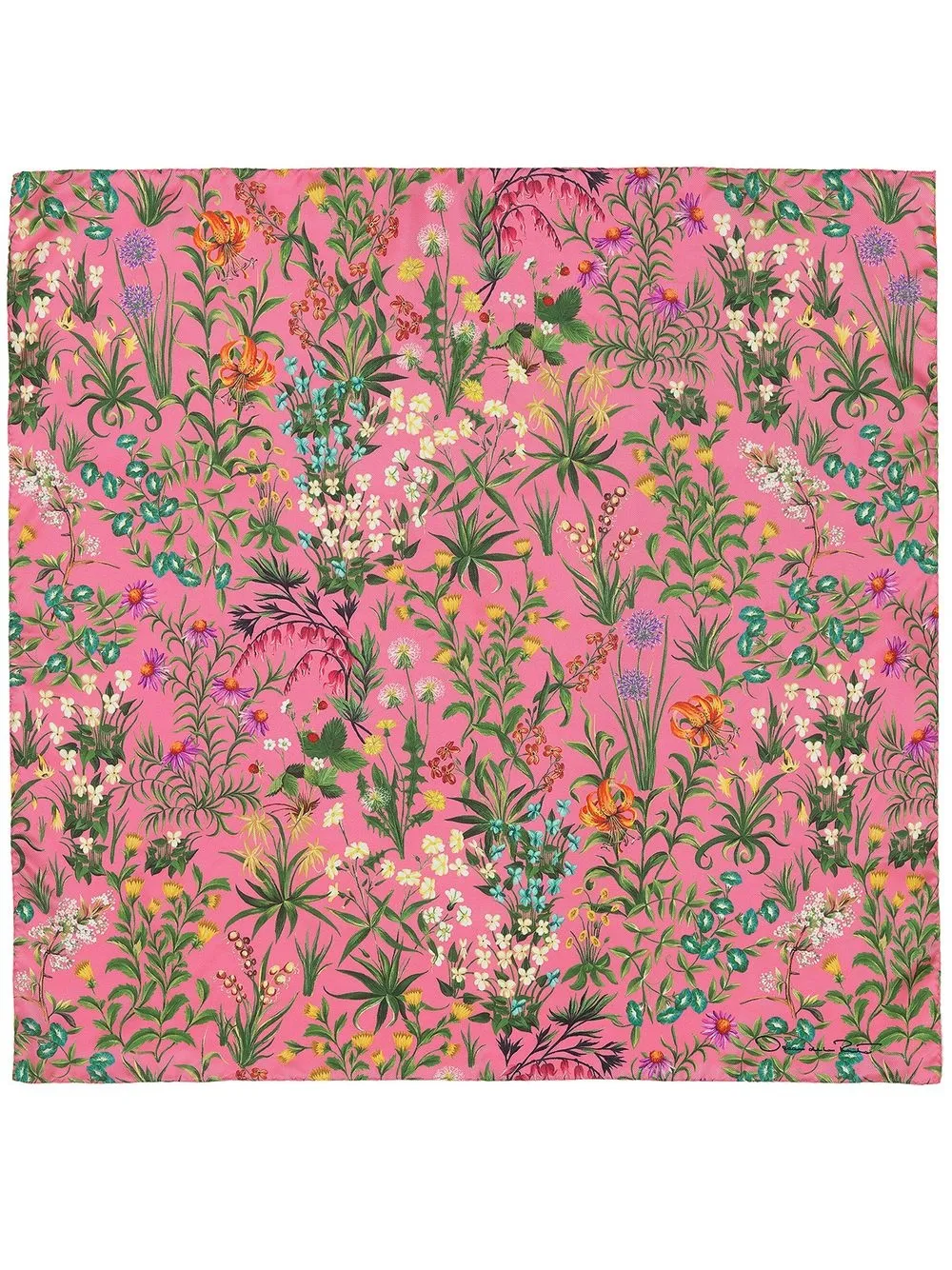 

Oscar de la Renta Floral Tapestry-print silk scarf - Pink