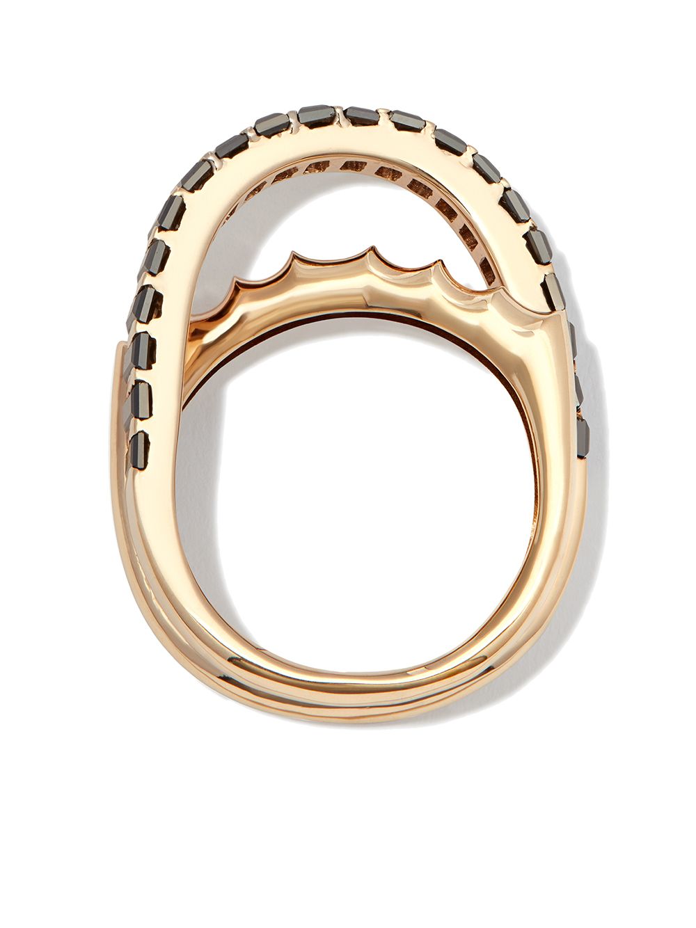 Shop Luis Morais 14kt Yellow Gold Elliptical Black Diamond Linked Rings