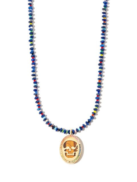 LUIS MORAIS 14kt yelow gold Skull beaded necklace