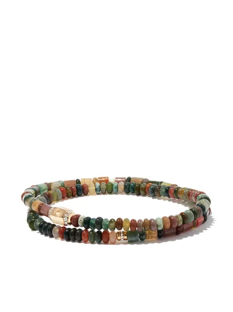 LUIS MORAIS 14kt yellow gold diamond sunburst beaded wrap bracelet