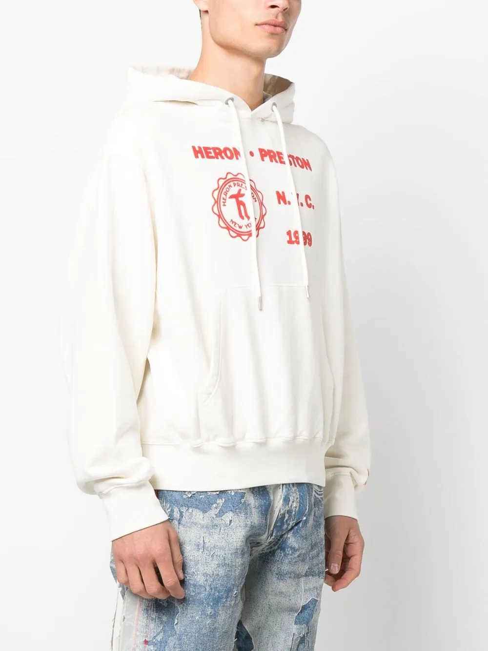 Shop Heron Preston Medieval Heron Hoodie In White