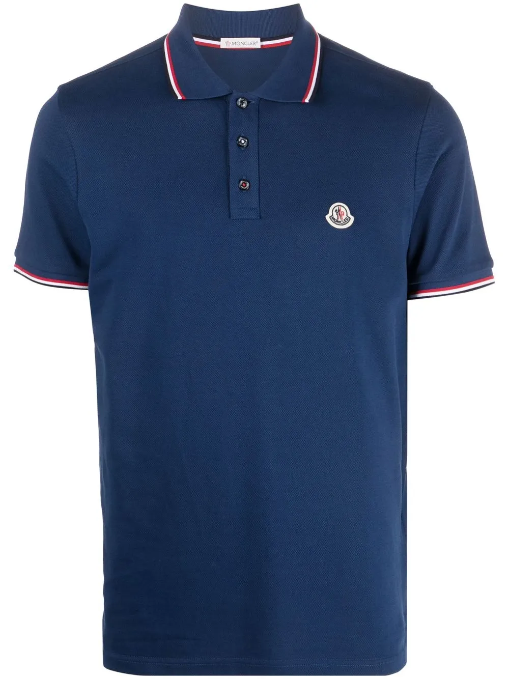 Moncler logo patch cotton pique Polo Shirt Blue FARFETCH HK