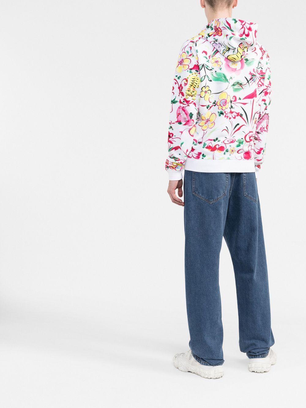 Kenzo floral-print logo-patch hoodie Men