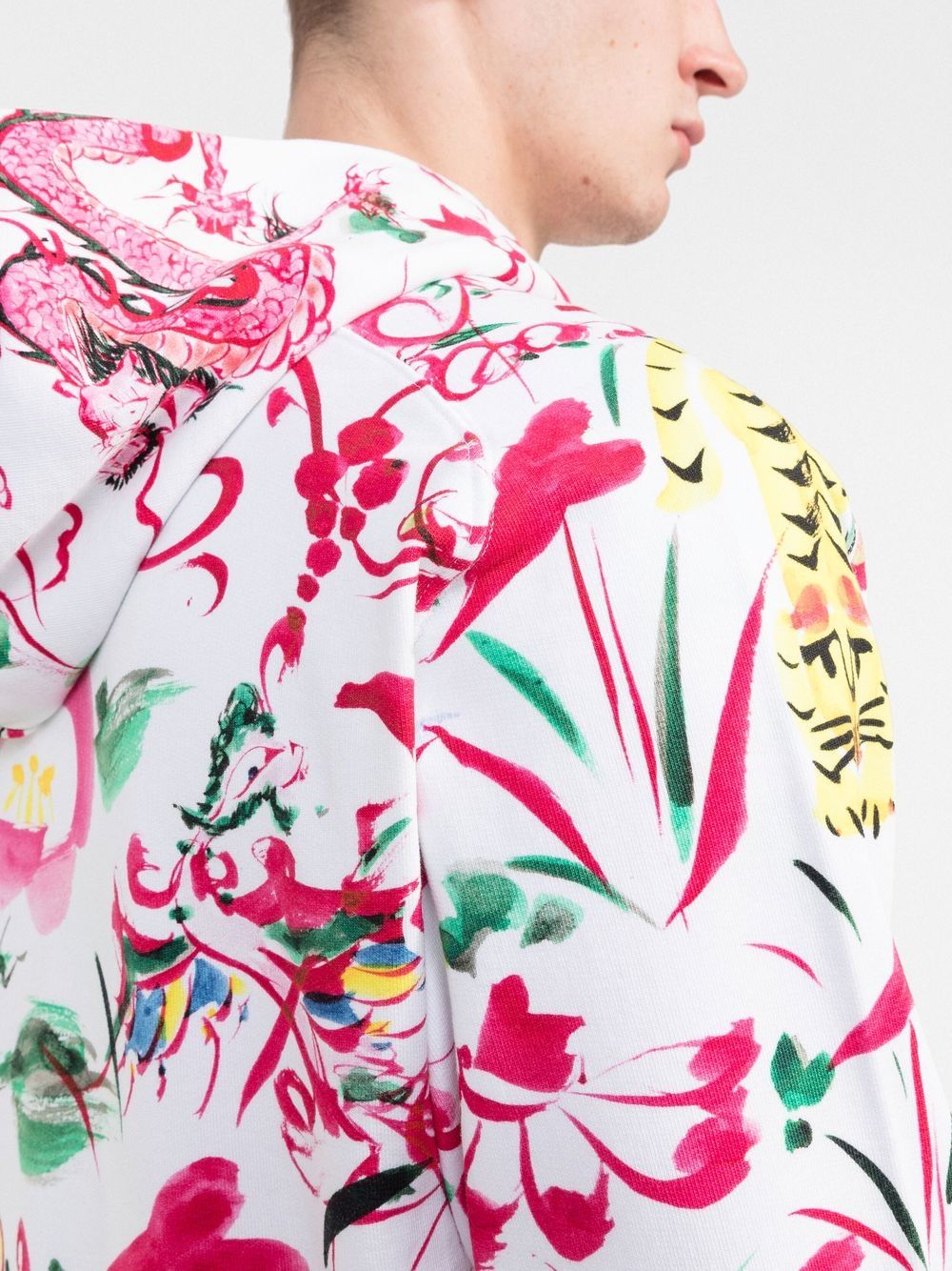 Kenzo floral-print logo-patch hoodie Men