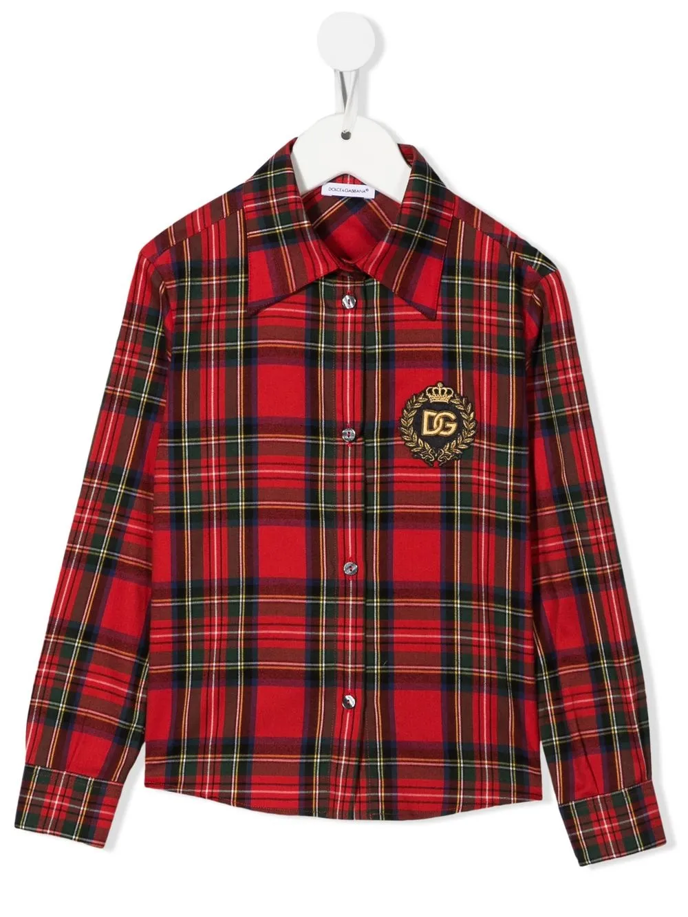 

Dolce & Gabbana Kids camisa con parche del logo y cuadros estampados - Rojo