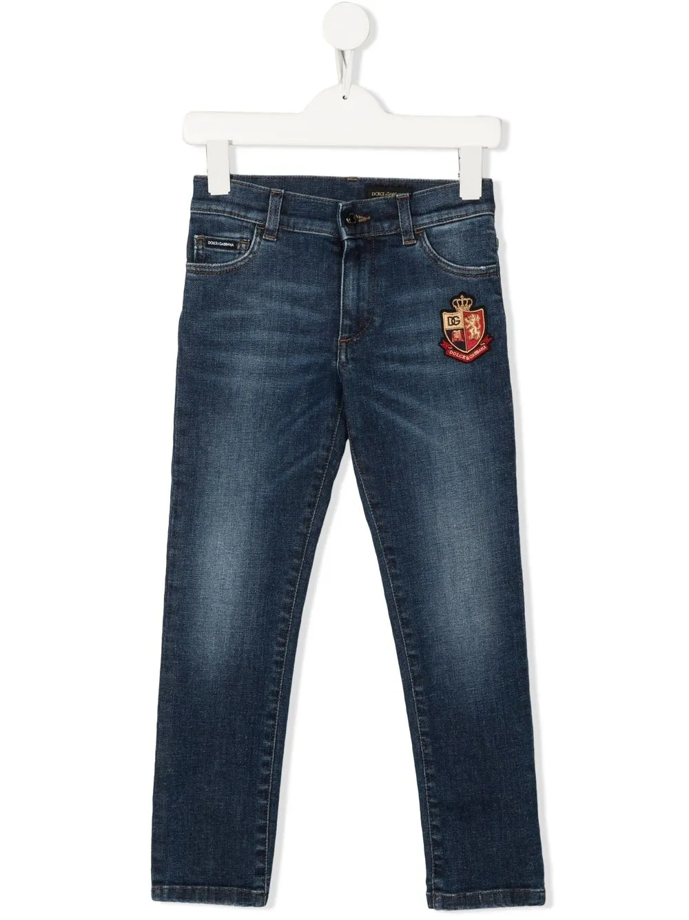 

Dolce & Gabbana Kids jeans rectos con parche del logo - Azul