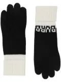 Burberry Logo Intarsia Two-tone Cashmere Gloves - Black