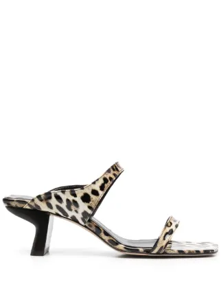 Leopard print double online strap sandals