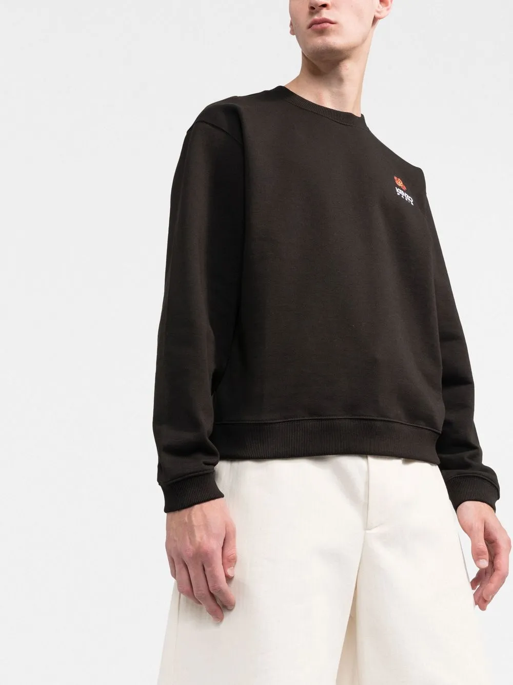 Kenzo Boke Flower-embroidered Cotton Sweatshirt | Black