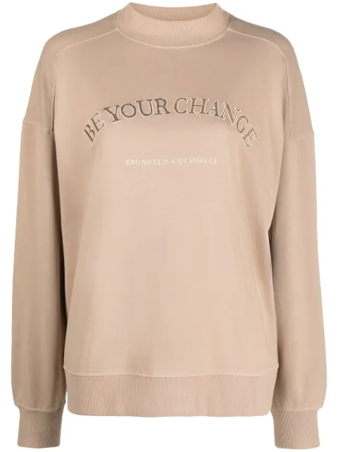 Brunello Cucinelli embroidered round-neck sweatshirt 