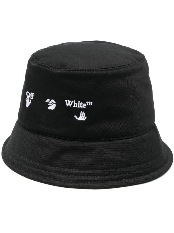 white embroidered bucket hat