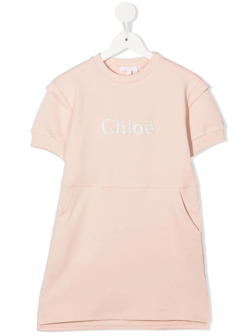 

Chloé Kids vestido estilo playera con aplique del logo - Rosado