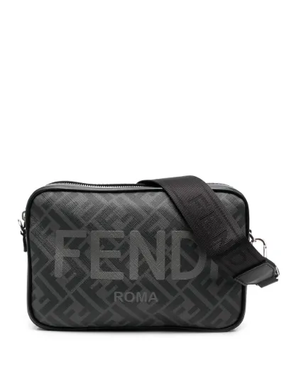 FF logo-print leather shoulder bag 