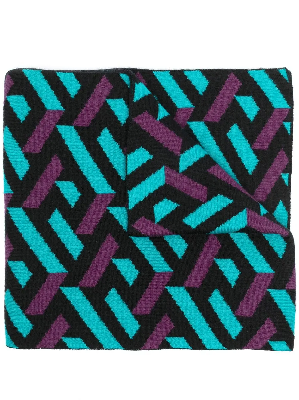 

Versace Greca pattern knit scarf - Blue