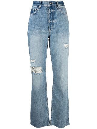 ANINE BING Olsen Distressed straight-leg Jeans - Farfetch