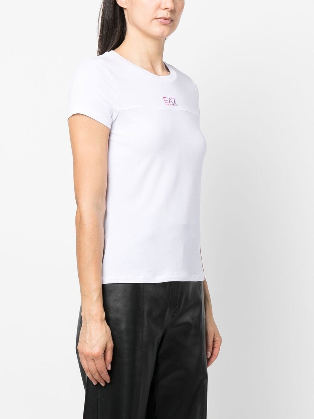 Shop Ea7 Ombré Logo-print T-shirt In White